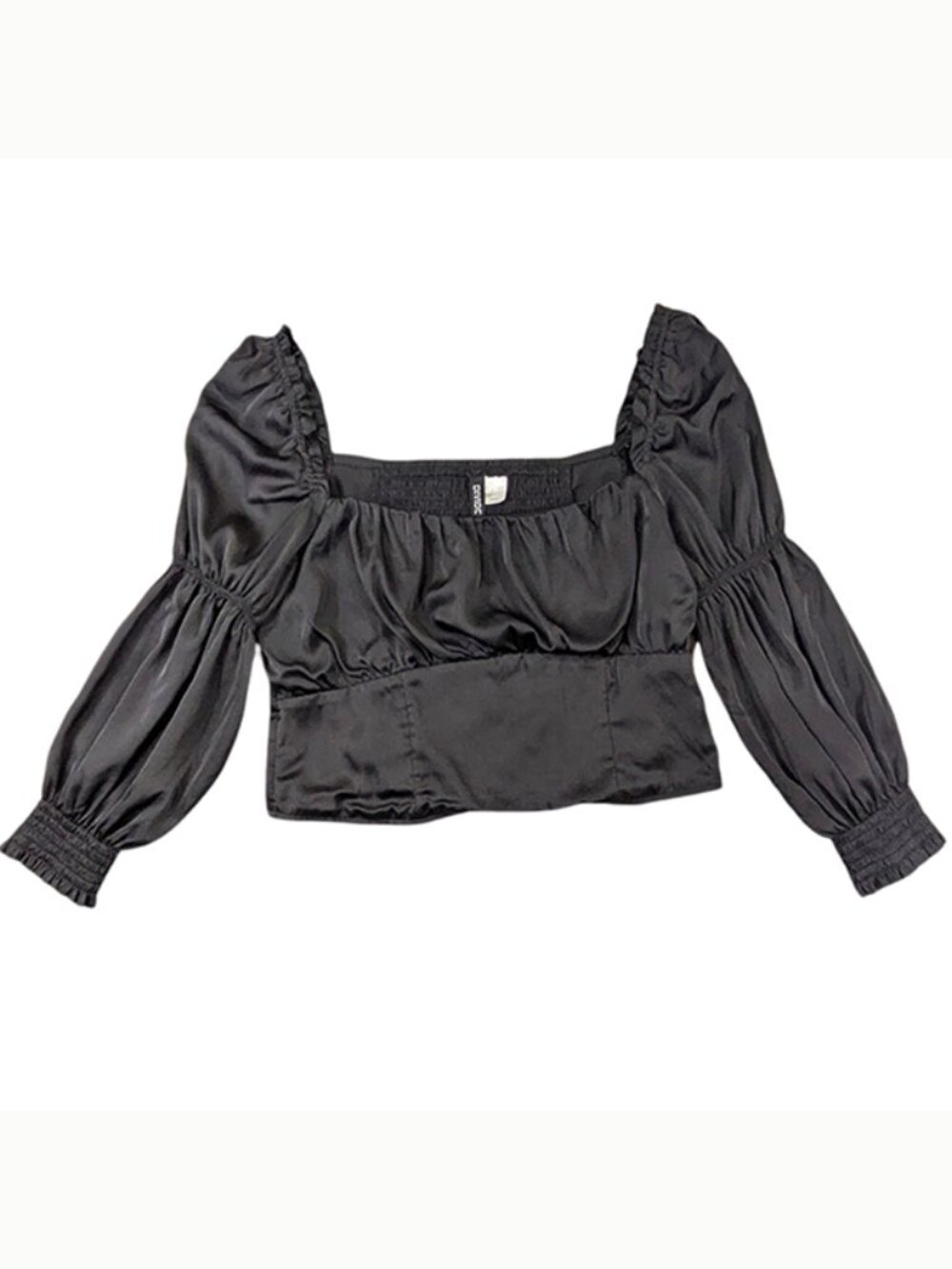 Whimsigoth Milkmaid Goth Crop‎ Top Womens Large Black Fairy Y2K Grunge